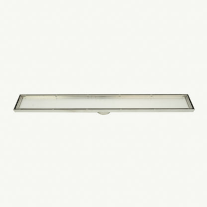 Radiant Tile Insert Linear Shower Grate - 800 mm length + 74mm outlet - Brushed Satin