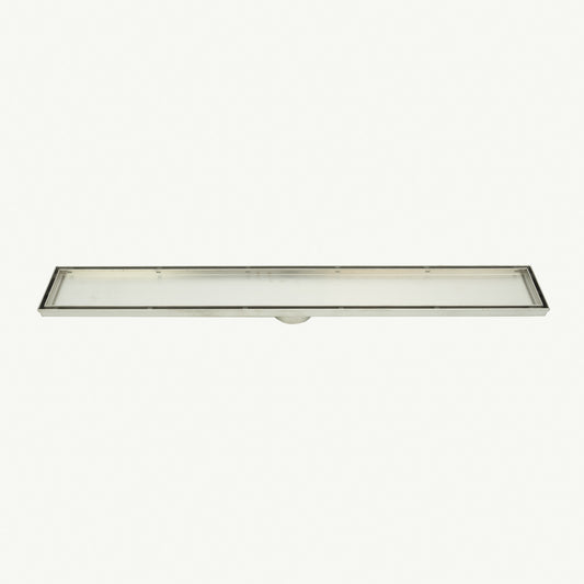 Radiant Tile Insert Linear Shower Grate - 800 mm length + 74mm outlet - Brushed Satin