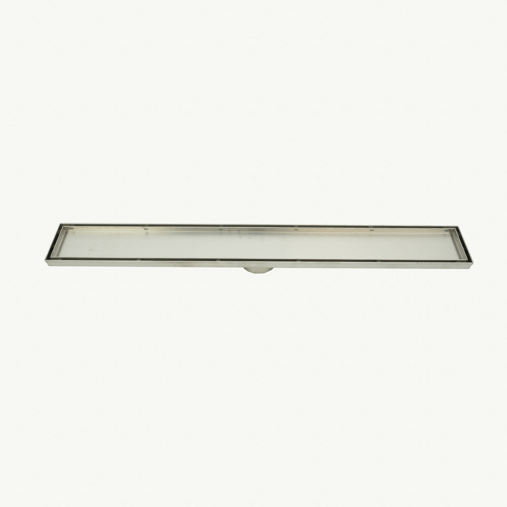 Radiant Tile Insert Linear Shower Grate - 900 mm length + 74mm outlet - Brushed Satin