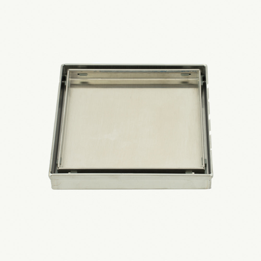 Radiant Tile Insert Square Shower Grate - 150 mm + 38mm outlet - Brushed Satin