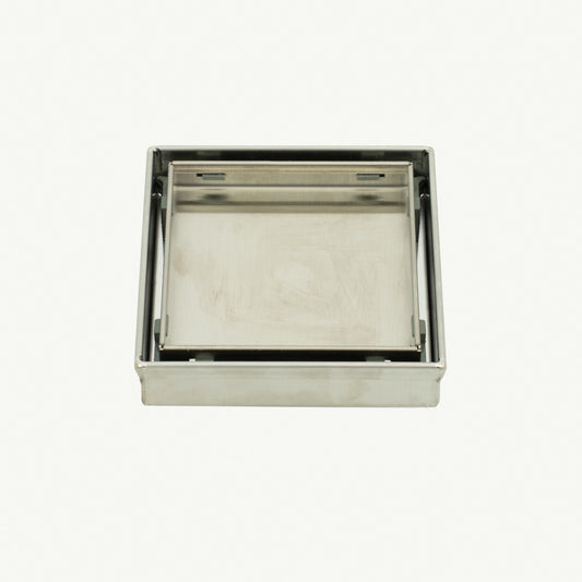 Radiant Tile Insert Square Shower Grate - 100 mm + 50mm outlet - Brushed Satin
