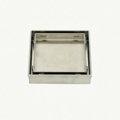 Radiant Tile Insert Square Shower Grate - 100 mm + 90mm outlet - Brushed Satin