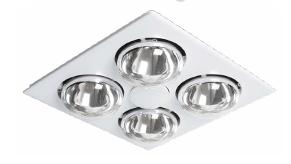 Striker 4 Heat 3 in 1 Bathroom Heater Exhaust Fan & 8w R80 Tricolour LED Downlight - White