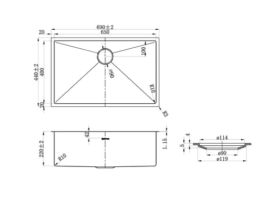 Axon Sink 690X440X220