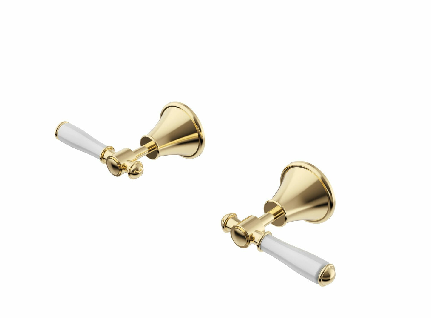 Clasico Wall Top Assemblies Ceramic Hahdle in Brushed Gold
