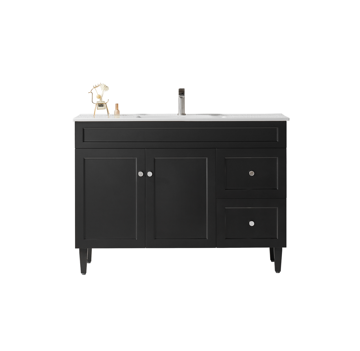 1200mm Harrington Floor Vanity PVC Right Side Drawers - Cabinet Only - Single Bowl - Matte Black