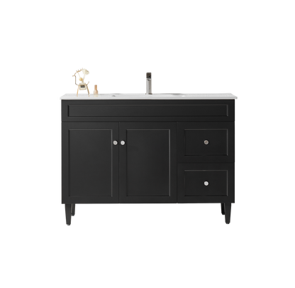 1200mm Harrington Floor Vanity PVC Right Side Drawers - Cabinet Only - Single Bowl - Matte Black
