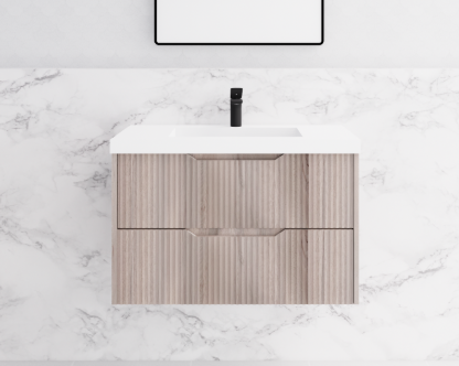 900mm Bali Wall Hung Vanity - MDF - White oak