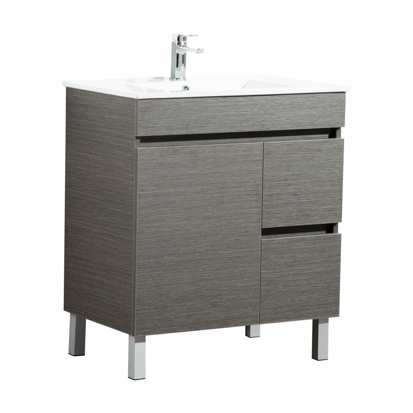 750mm Evie Floor Vanity PVC Right Side Drawers - Cabinet Only - Dark Brown