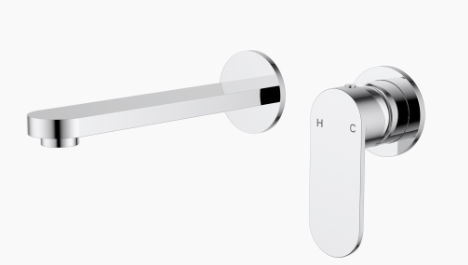 Sora SS Wall Basin Mixer Trim Kits With Separate Back Plate In Polished Chrome