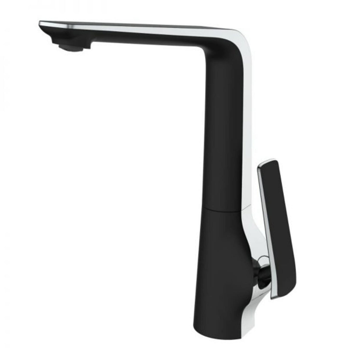 Esperia Chrome & Matt Black Solid   Brass Tall Basin Mixer for kitchen