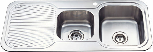 Cora 1 & 3/4 Bowl & Single   Drainer - 1080x480x170mm - Stainless Steel