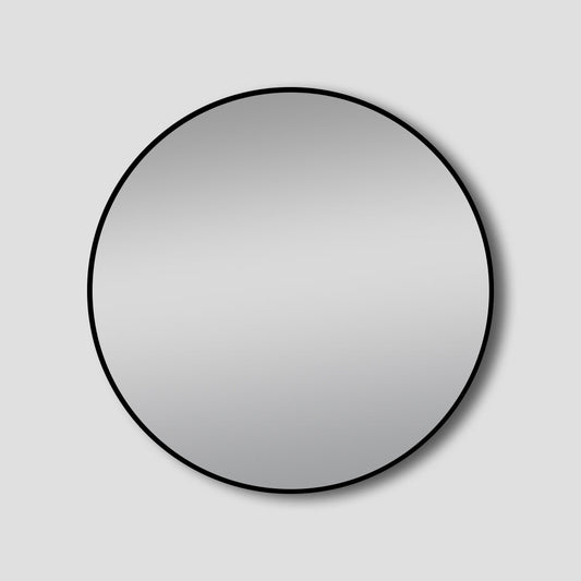 Matte Black Framed Round Mirror -   800x800mm