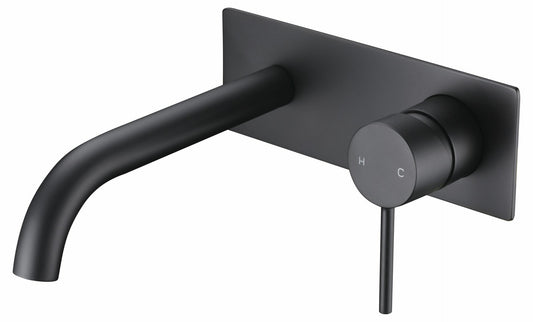 IKON-Hali wall basin Mixer with curved spout in matt black