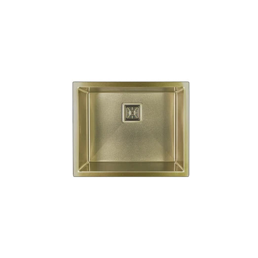 Vanté Nano Coated Single Bowl Kitchen Sink - R10 Corner - SS 304 Stainless Steel - 550mm - PVD Champagne Gold