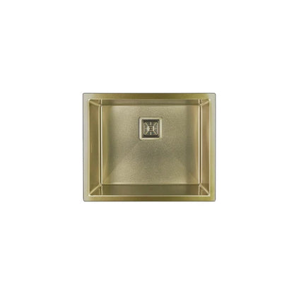 Vanté Nano Coated Single Bowl Kitchen Sink - R10 Corner - SS 304 Stainless Steel - 550mm - PVD Champagne Gold