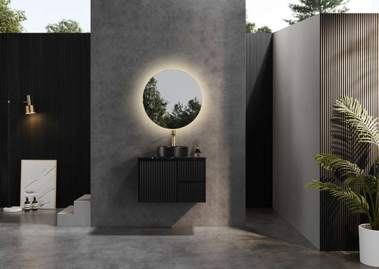 Brindabella Wall Hung Vanity - Right Hand Drawers - Matt Black - 750mm