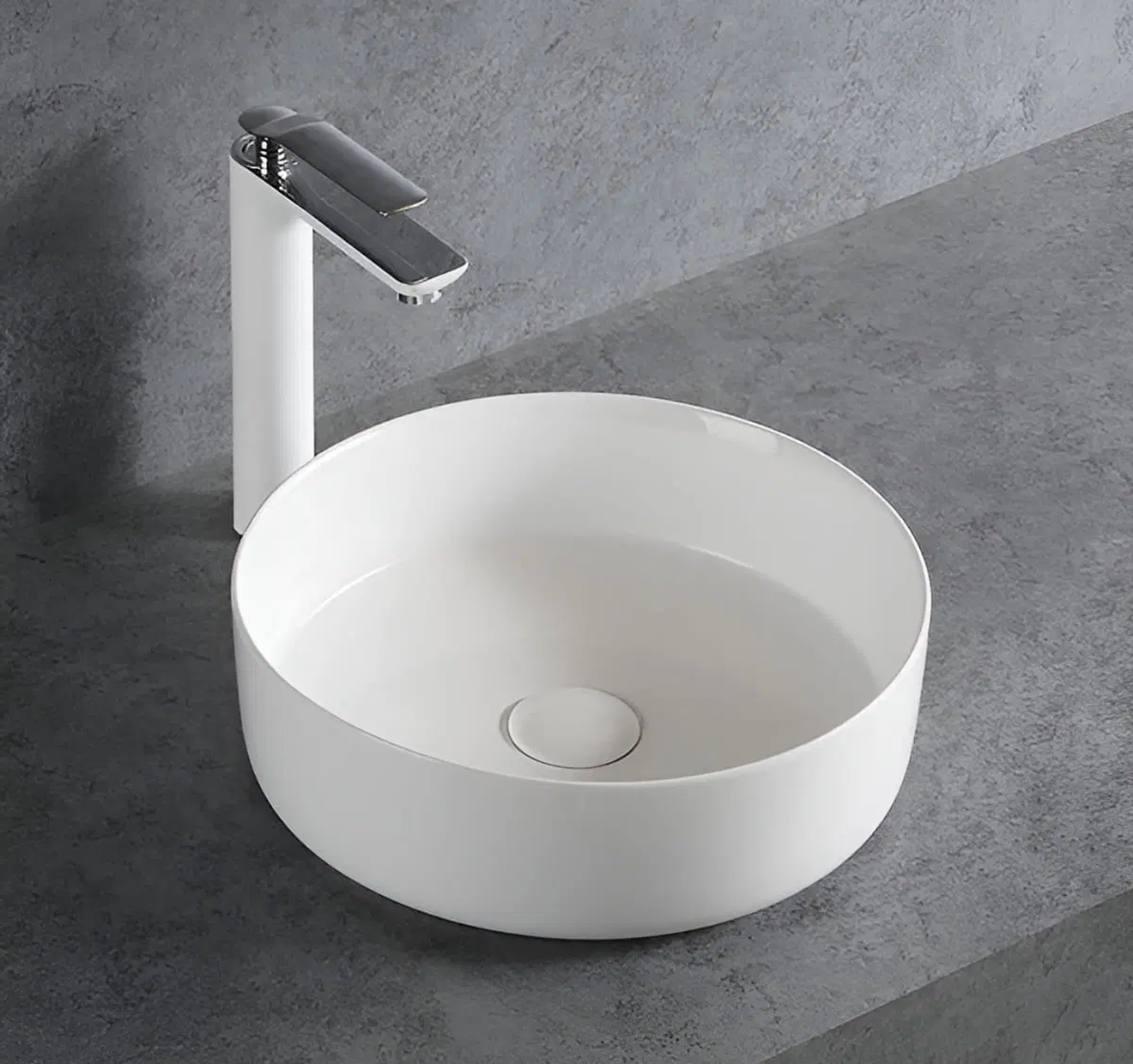 360mm Gloss White Round Above Counter Basin | 360x360x120mm | LXB3636-GW