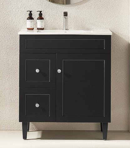 750mm Harrington Floor Vanity PVC Left Side Drawers - Cabinet Only - Matte Black