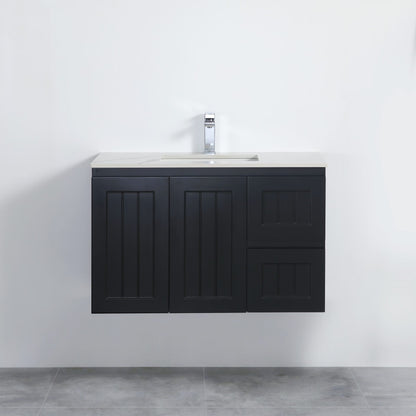 900mm Acacia Wall Hung Vanity PVC Cabinet Only - Matte Black