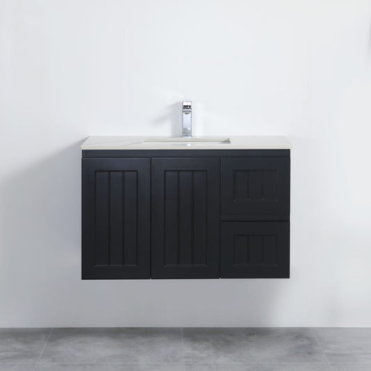 900mm Acacia Wall Hung Vanity PVC Cabinet Only - Matte Black