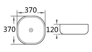 370mmx370mm  Above Counter Basin - Gloss White