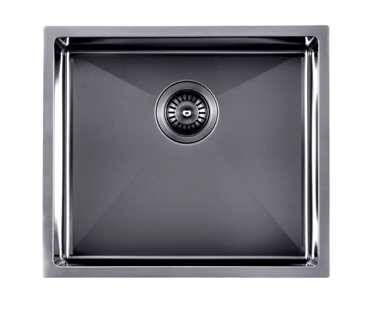 1.2mm Handmade Top/Undermount Single Bowl   Kitchen/Laundry Sink - Gun Metal Grey - 510x450x230mm