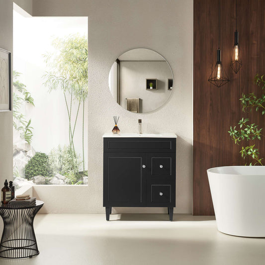750mm Harrington Floor Vanity PVC Right Side Drawers - Cabinet Only - Matte Black