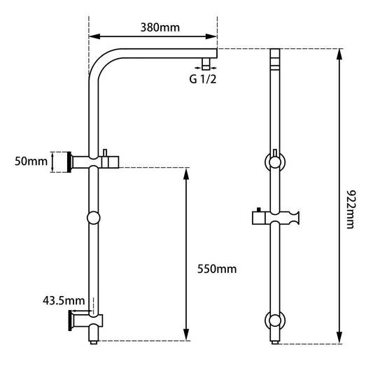 10'' Round Brushed Nickel Shower Station Top Water Inlet(Right Angle)