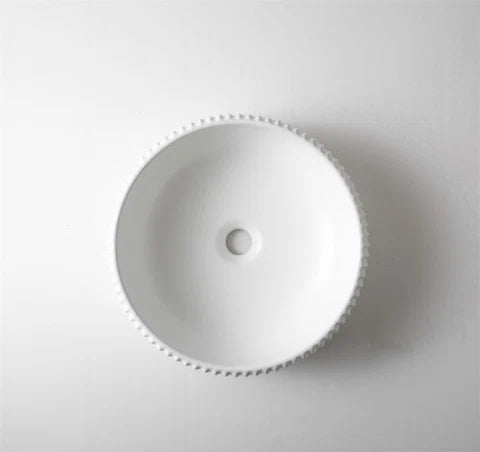 420*420*125mm Matte White with Fluted Design Above Counter Basin