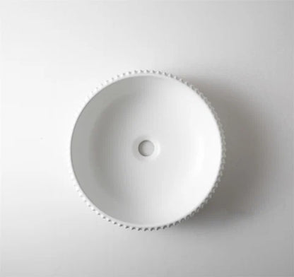 420*420*125mm Matte White with Fluted Design Above Counter Basin