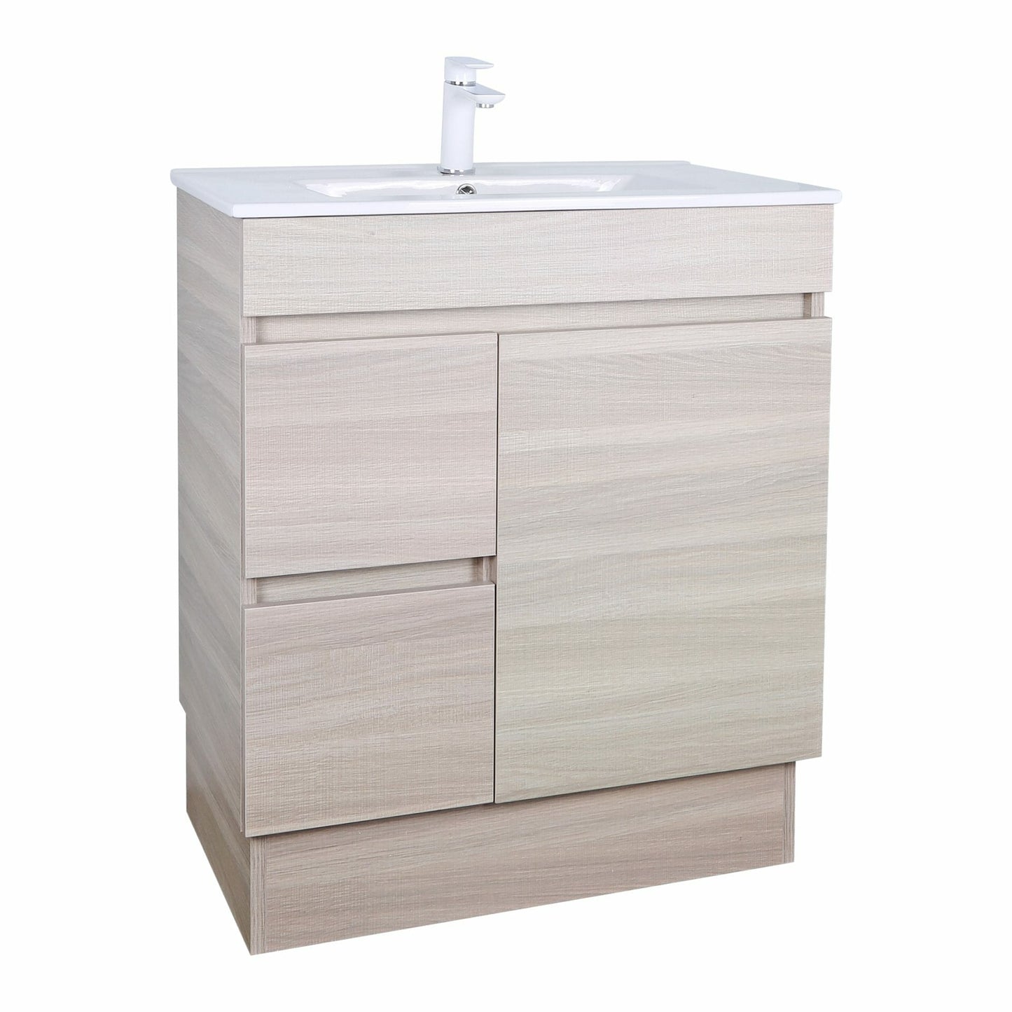 750mm Evie Floor Vanity PVC Left Side Drawers - Cabinet Only - Oak