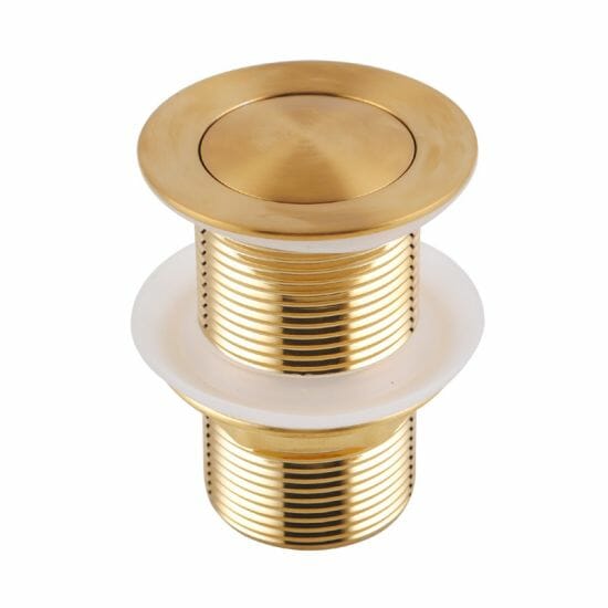32/40mm Solid Brass Basin Pop Up Waste - Brushed Gold - NO Overflow