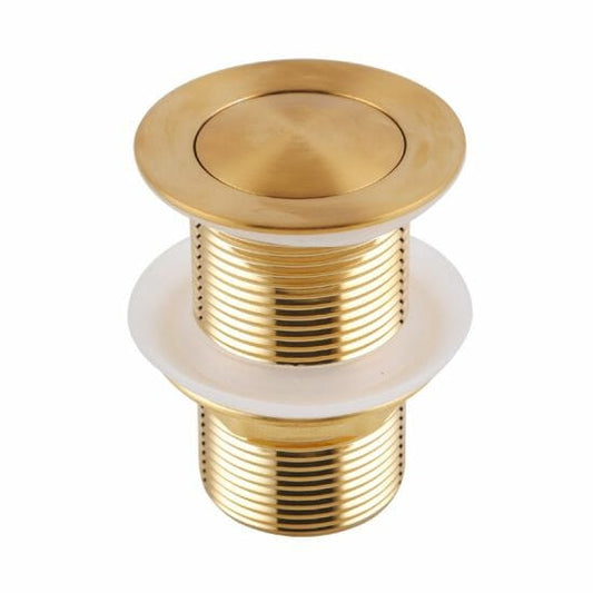 32/40mm Solid Brass Basin Pop Up Waste - Brushed Gold - NO Overflow