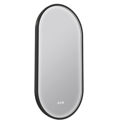 Radiant KÄPSEL - Matt Black - 500mm x 1000mm LED Mirror