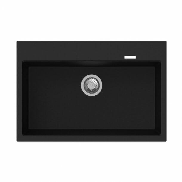 Carysil Black Single Bowl Granite Stone   Kitchen Sink Top/Under Mount - 780x510x220mm