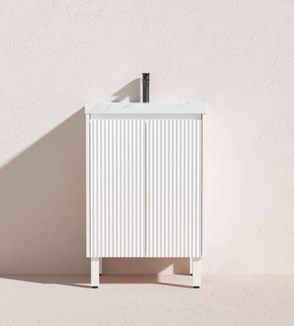 600mm Brighton Floor Vanity PVC Cabinet Only - Matte White