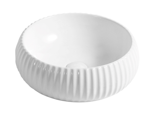 Above Counter Ceramic Basin - Gloss White   - Round - 400mm