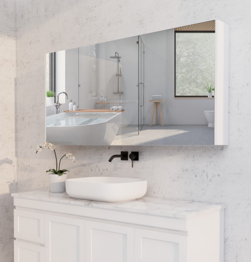 1500mm Matt White Shaving Cabinet -W1500xH720xD150
