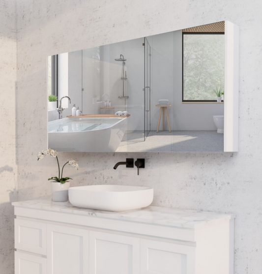 1500mm Matt White Shaving Cabinet -W1500xH720xD150