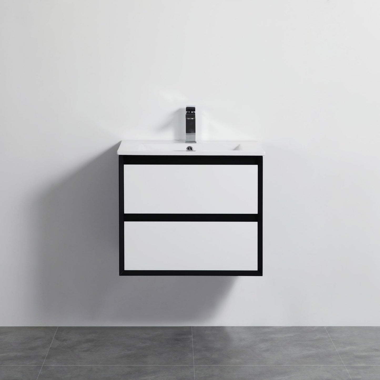Petra Wall Hung PVC Vanity - Matt White & Matt Black - 600mm