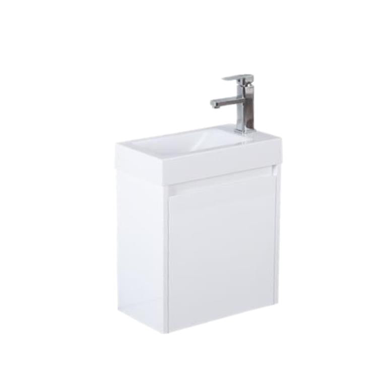 PVC Wall Hung Vanity with Poly Top - Left Hand Hinge, 450*250*525mm, Gloss White