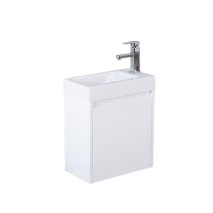 PVC Wall Hung Vanity with Poly Top - Left Hand Hinge, 450*250*525mm, Gloss White