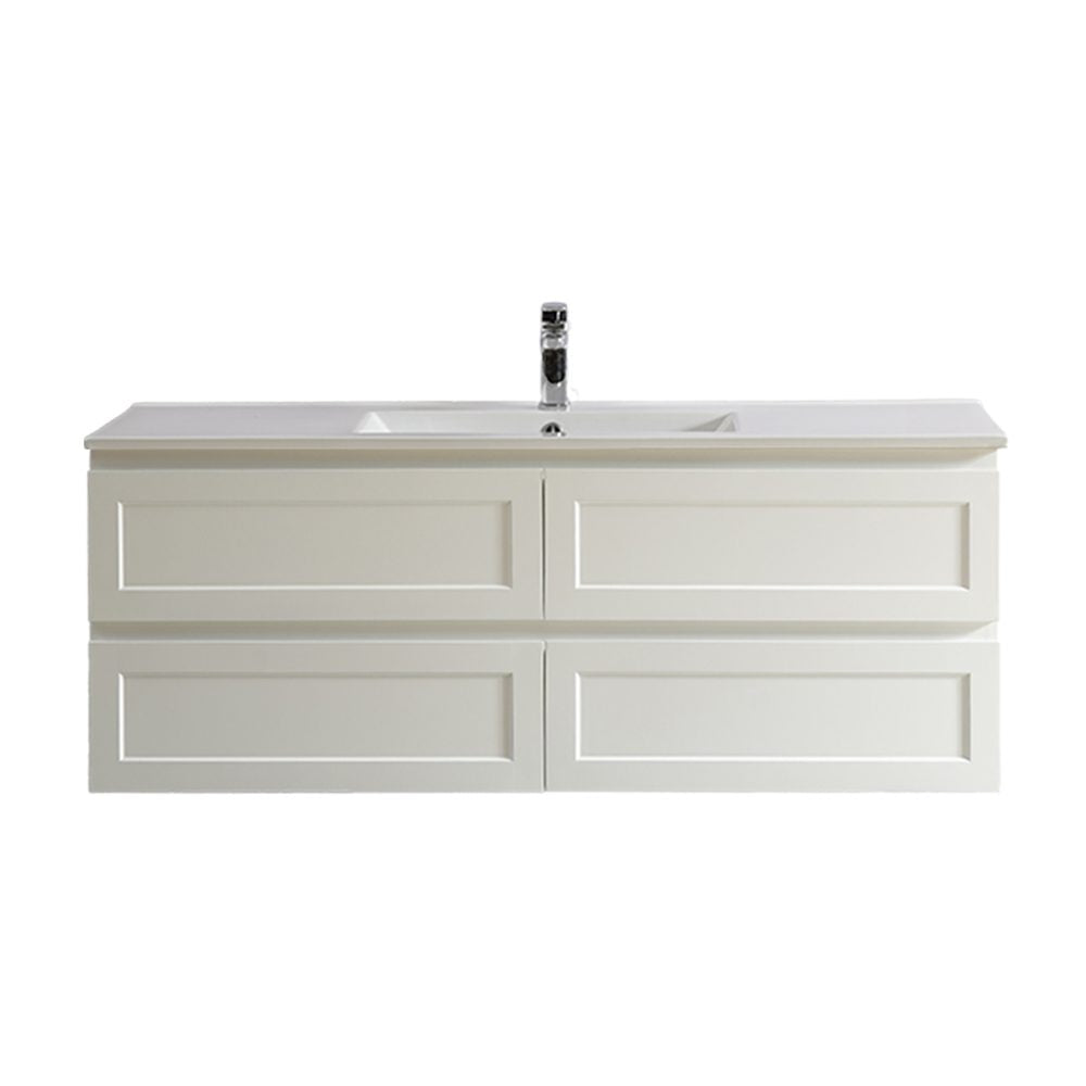 Fremantle Wall Hung Vanity - Four Drawers   - Matt White - 1500mm