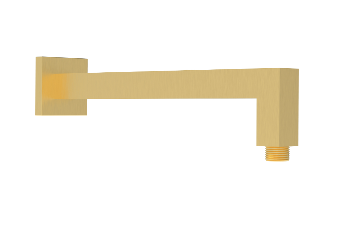 Square Shower Arm Horizontal Brushed Gold 400mm