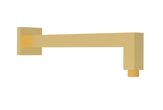 Square Shower Arm Horizontal Brushed Gold 400mm