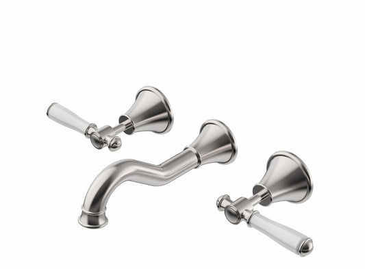 Clasico Bath Set Ceramic Hahdle in Brushed Nickel