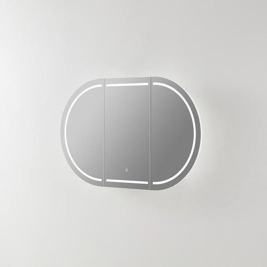 900mmx600mm Olivia Oval LED Shaving Cabinet - Matte White