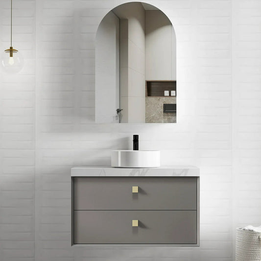 Boston Bevel Edge Wall Hung Vanity - Matte Grey - 900mm