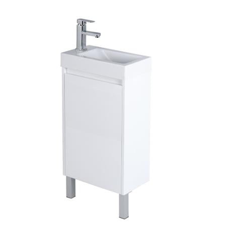 White?   PVC Wall Hung Vanity With Poly Top - Right Hand Hinge - 450mm